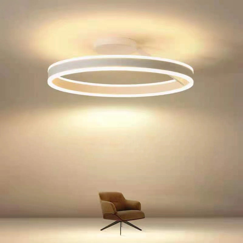 Plafonnier LED dimmable en anneau Métal et acrylique 50 cm Noir Blanc