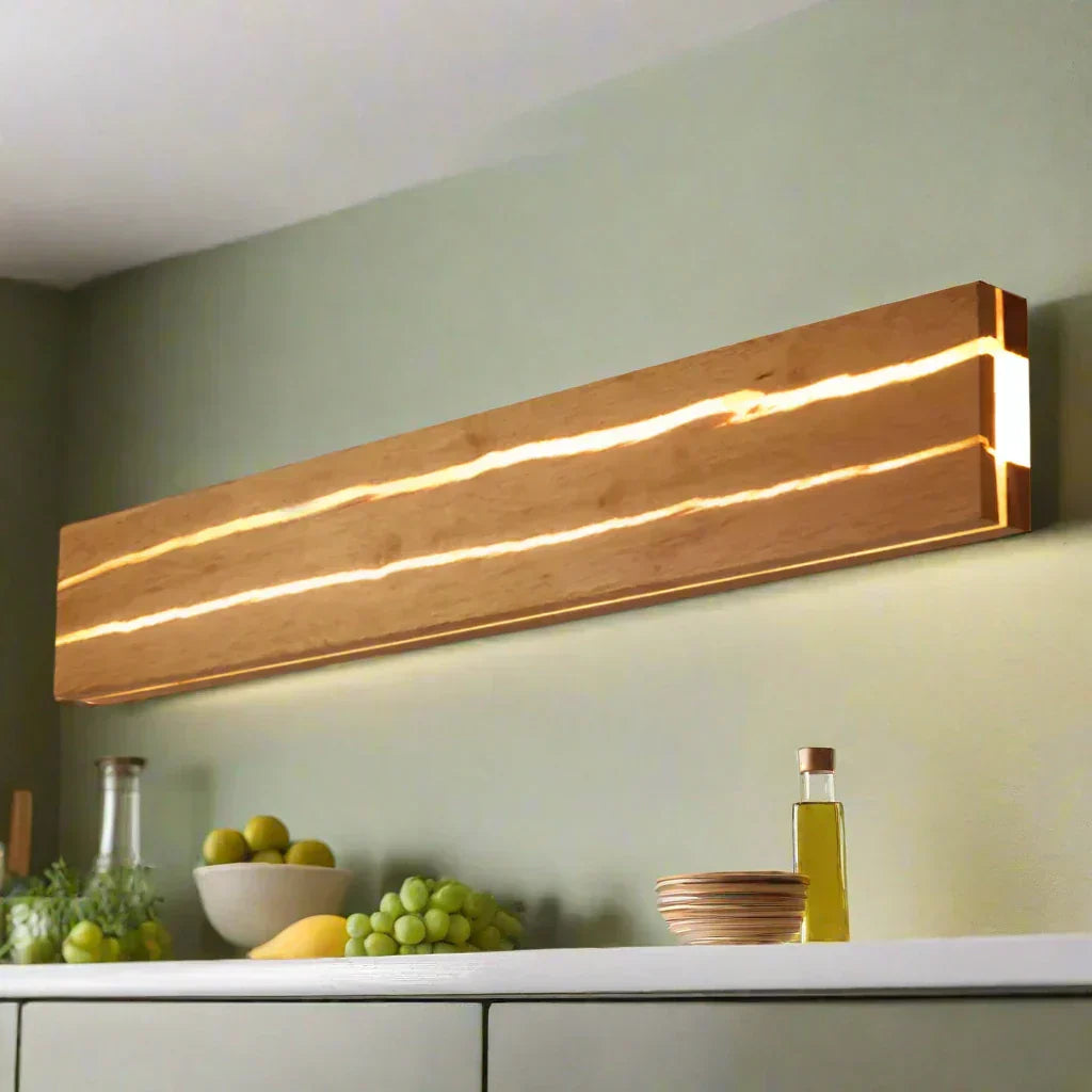 ArborLume Holz-Wandleuchte mit Rissmuster und warmem LED-Leuchten | Snurv