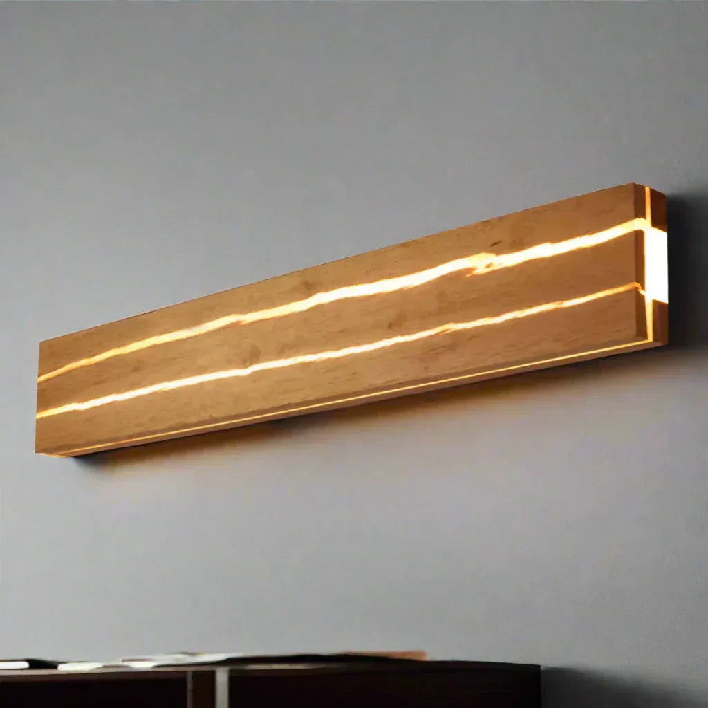 ArborLume Holz-Wandleuchte mit Rissmuster und warmem LED-Leuchten | Snurv