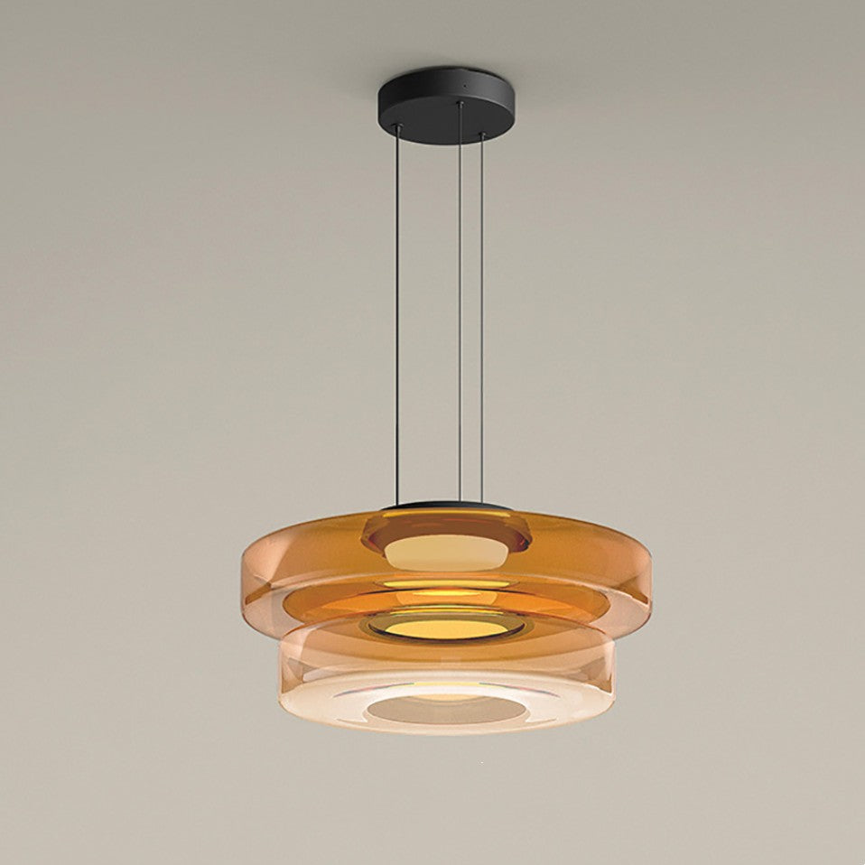 Bauhaus Style Moon Motif Glass Pendant Ceiling Light