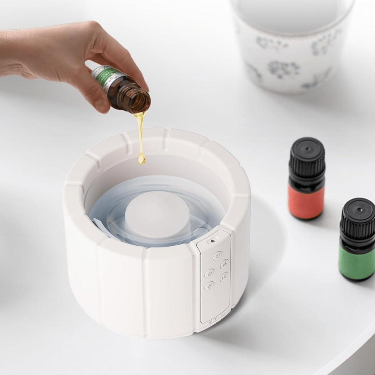 Difuzor de aromă cu umidificator cu flacără ultrasonică și ulei parfumat, iluminare relaxantă