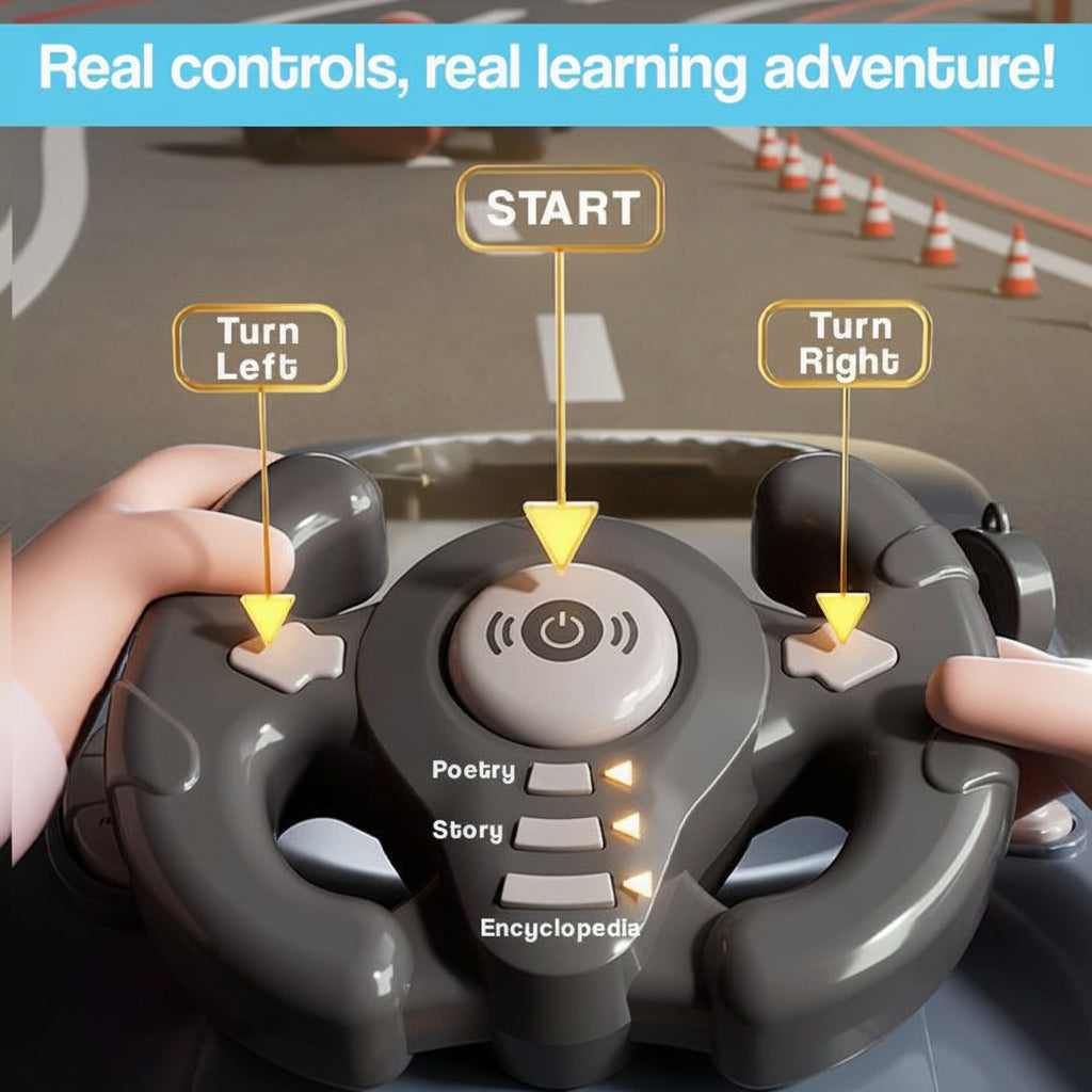 Kids Racing Console With Interactive Toy Steering Wheel