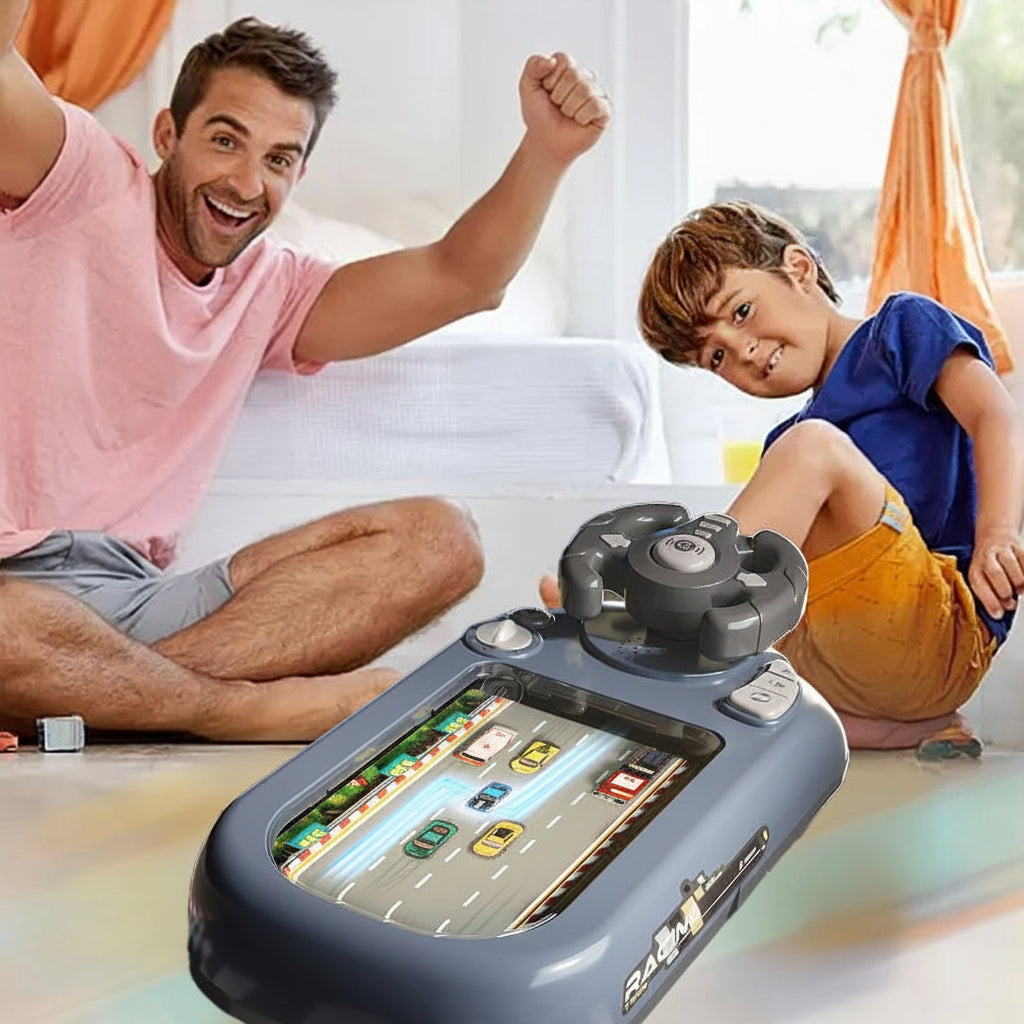 Kids Racing Console With Interactive Toy Steering Wheel