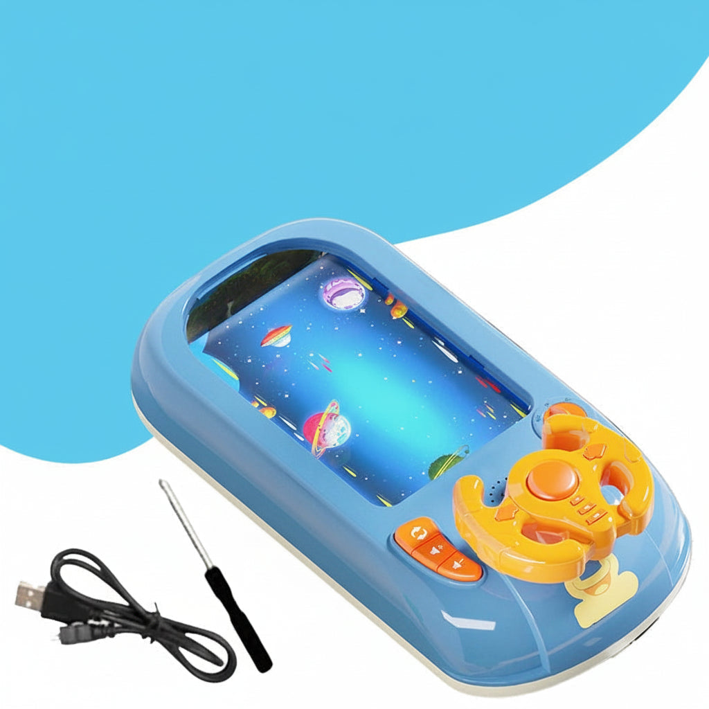 Kids Racing Console With Interactive Toy Steering Wheel