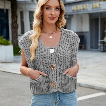 Chunky Knit Button Vest