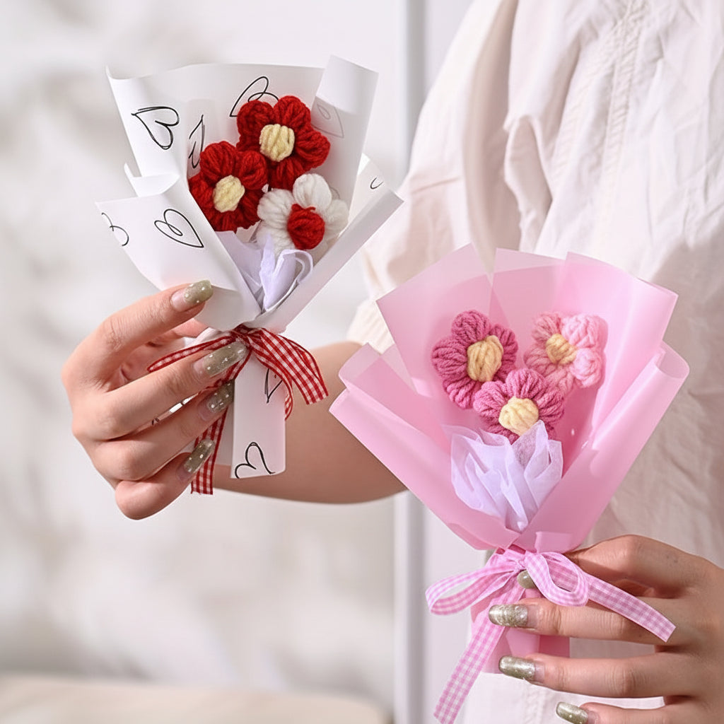 Bouquet di fiori in tessuto mini per la Festa della Mamma, regalo fatto a mano