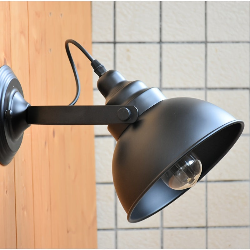 Lâmpada de Parede Retro Industrial com Braço Ajustável e Acabamento Preto Mate