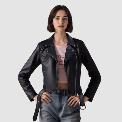 KARA – Veste Courte Ceinturée Style Motard