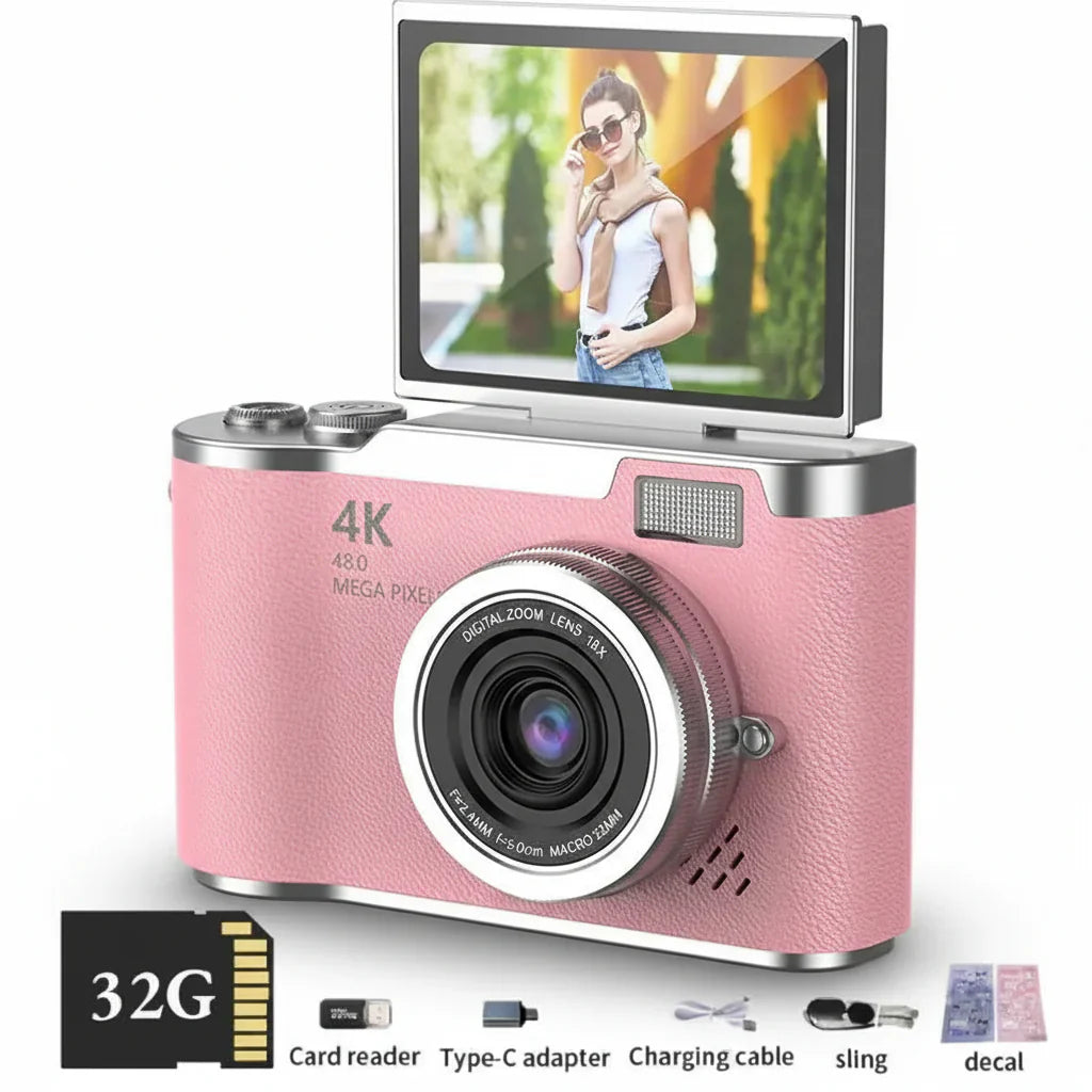 Appareil photo numérique à écran rabattable 4K avec 48MP et zoom 8X pour photos et vidéos