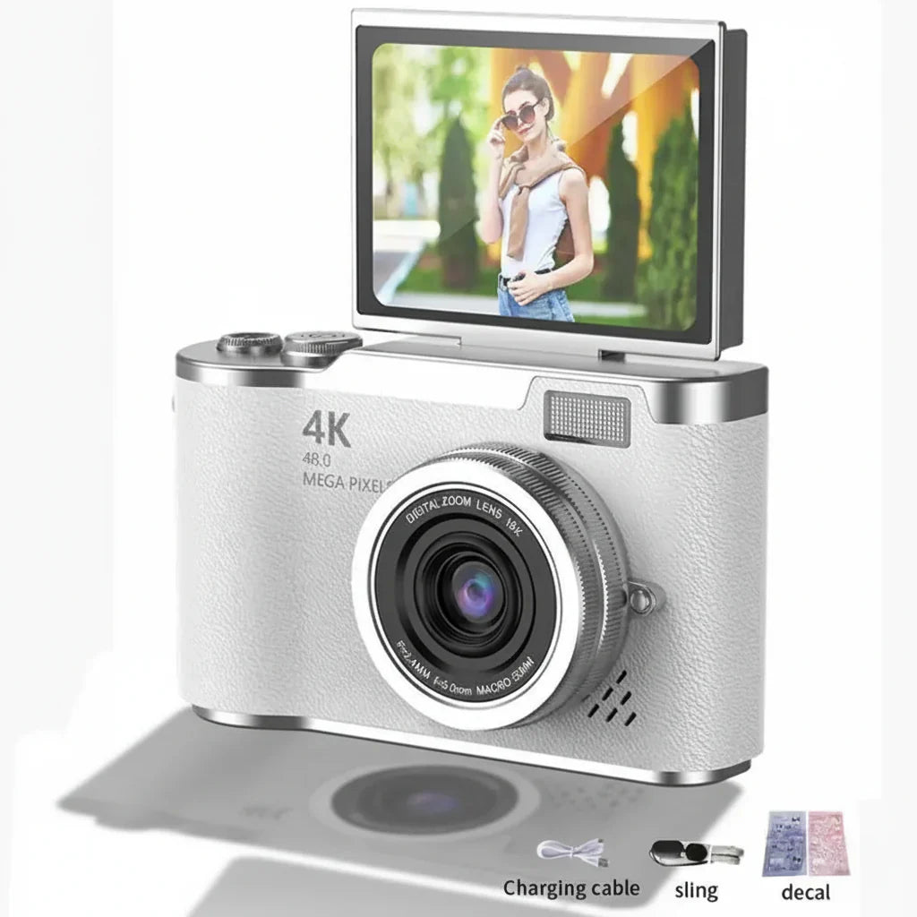 Appareil photo numérique à écran rabattable 4K avec 48MP et zoom 8X pour photos et vidéos