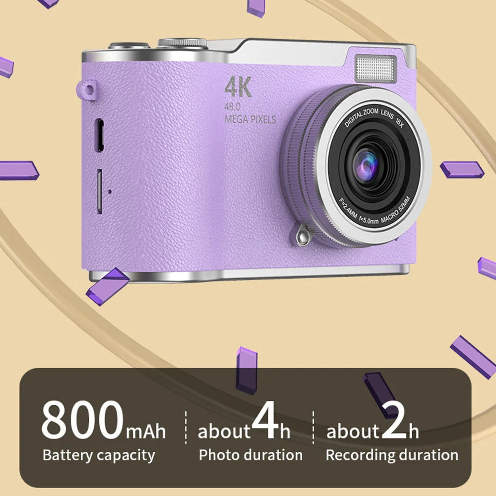 Appareil photo numérique à écran rabattable 4K avec 48MP et zoom 8X pour photos et vidéos