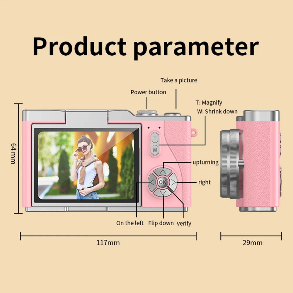 Appareil photo numérique à écran rabattable 4K avec 48MP et zoom 8X pour photos et vidéos