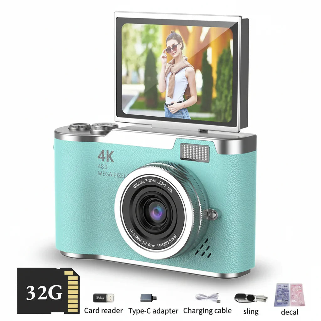 Appareil photo numérique à écran rabattable 4K avec 48MP et zoom 8X pour photos et vidéos