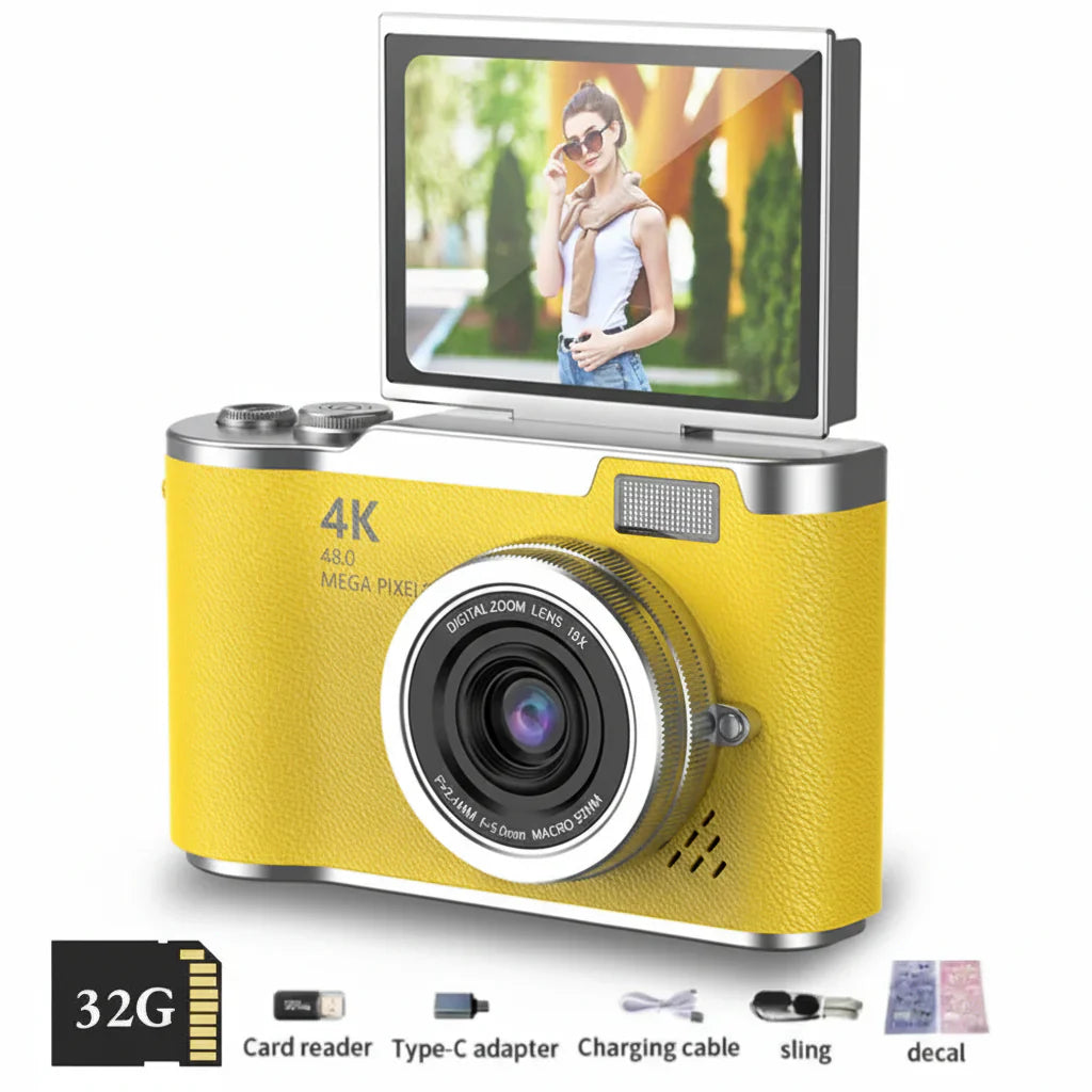 Appareil photo numérique à écran rabattable 4K avec 48MP et zoom 8X pour photos et vidéos
