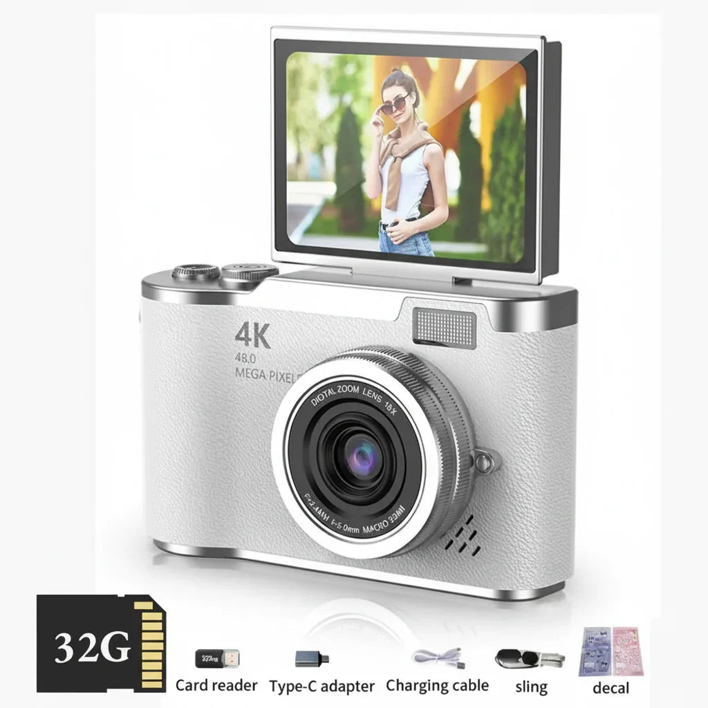 Appareil photo numérique à écran rabattable 4K avec 48MP et zoom 8X pour photos et vidéos