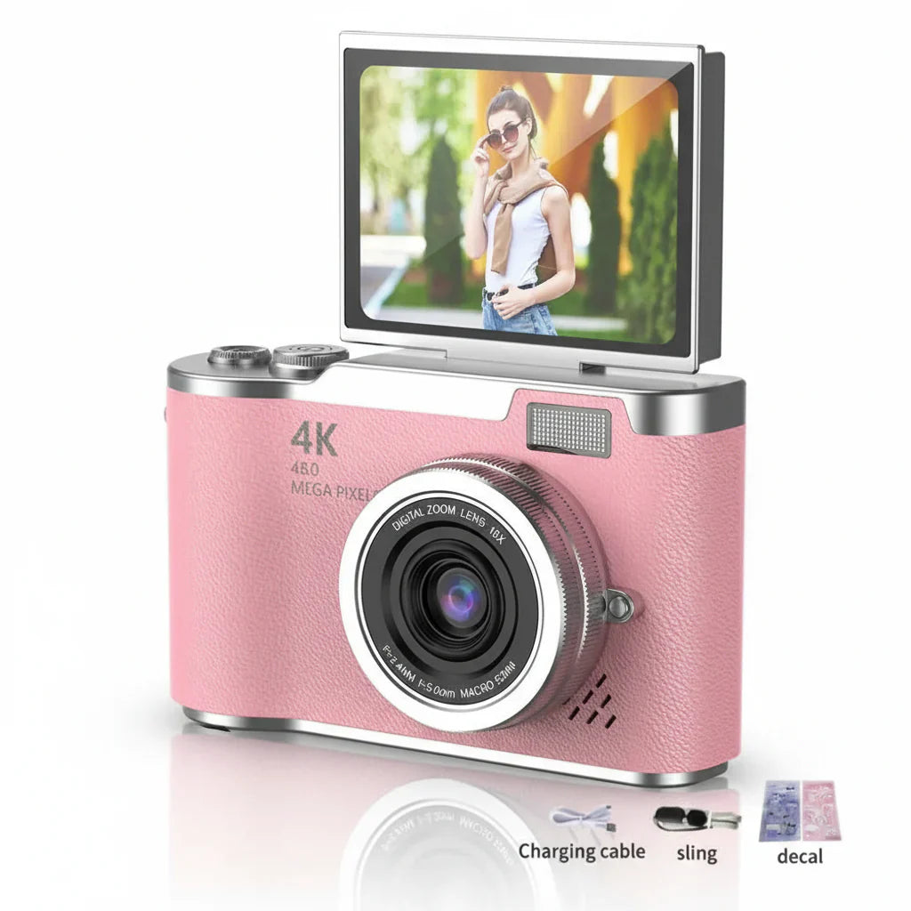 Appareil photo numérique à écran rabattable 4K avec 48MP et zoom 8X pour photos et vidéos