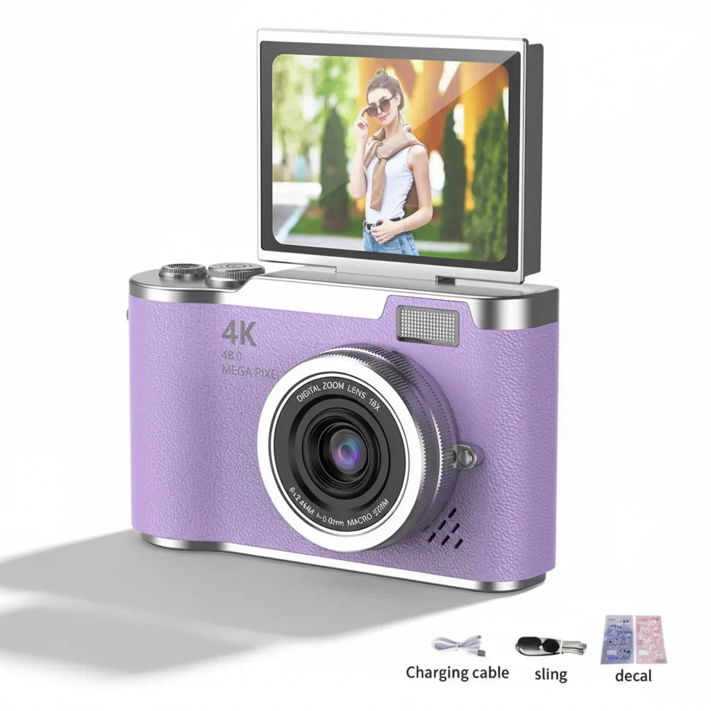 Appareil photo numérique à écran rabattable 4K avec 48MP et zoom 8X pour photos et vidéos