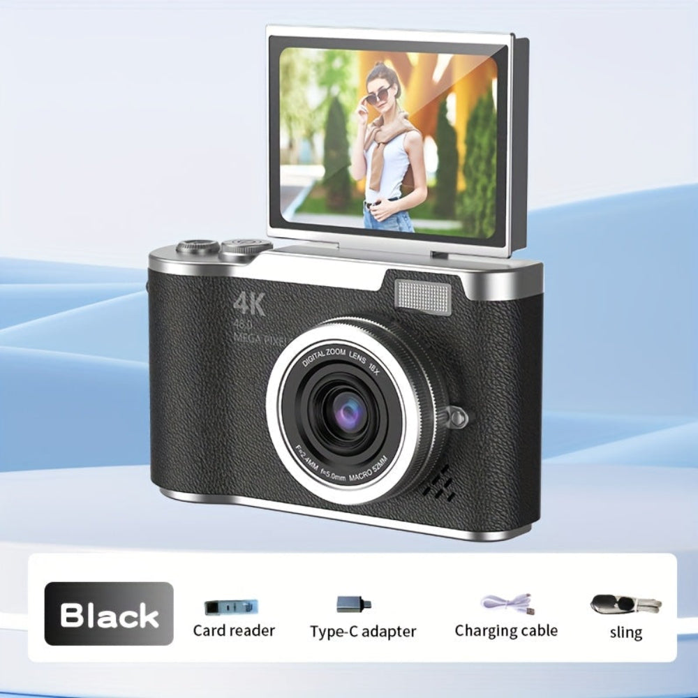 Cámara de Vlogging 4K con Diseño Compacto y Pantalla Giratoria para Grabación Fácil