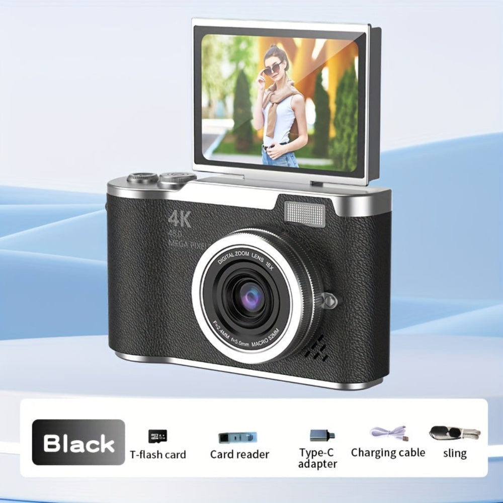 Cámara de Vlogging 4K con Diseño Compacto y Pantalla Giratoria para Grabación Fácil