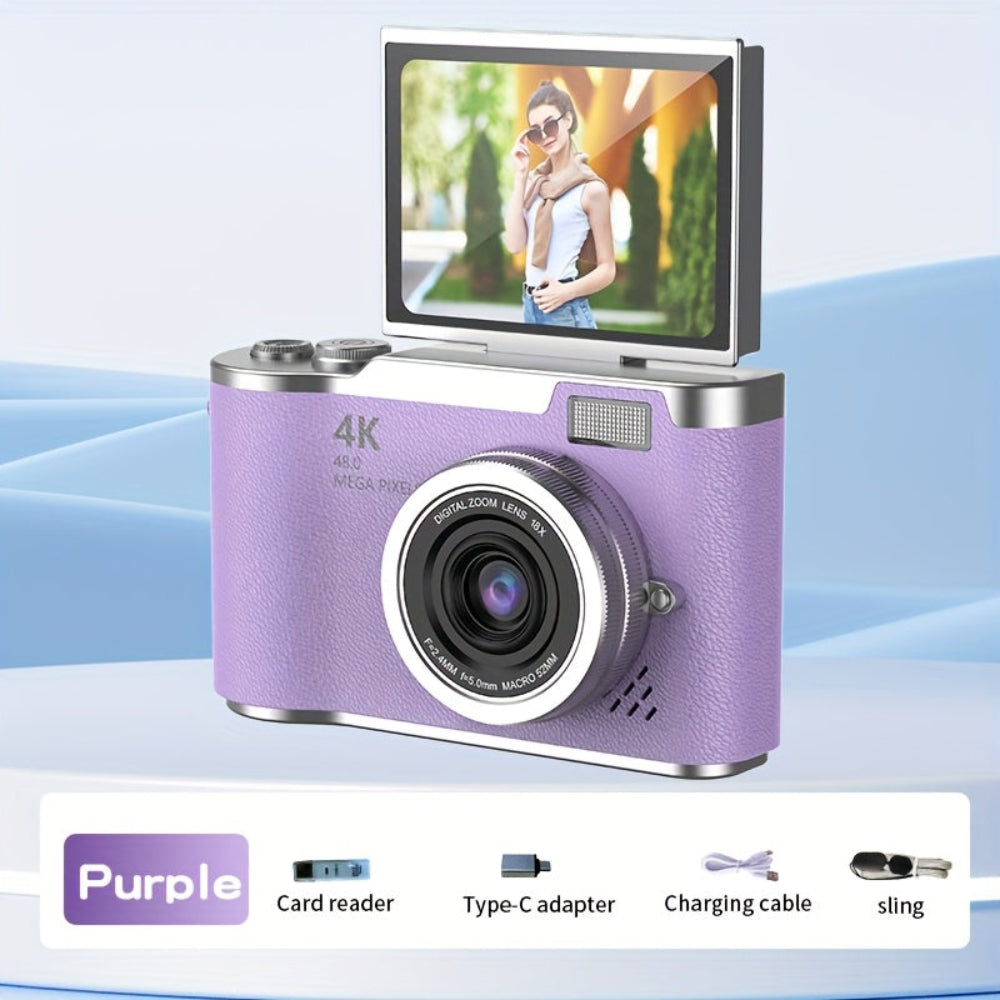 Cámara de Vlogging 4K con Diseño Compacto y Pantalla Giratoria para Grabación Fácil