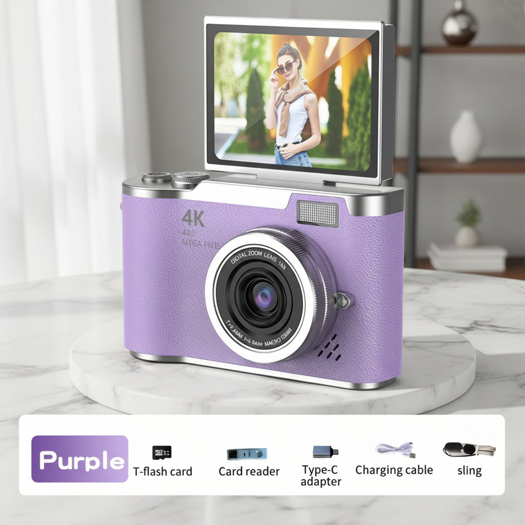 Cámara de Vlogging 4K con Diseño Compacto y Pantalla Giratoria para Grabación Fácil