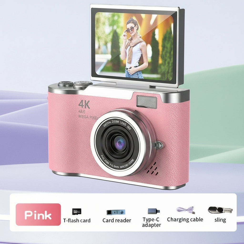 Cámara de Vlogging 4K con Diseño Compacto y Pantalla Giratoria para Grabación Fácil