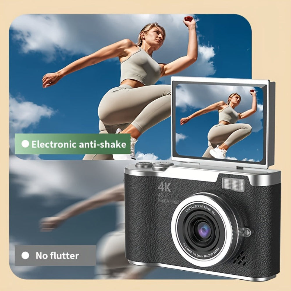 Cámara de Vlogging 4K con Diseño Compacto y Pantalla Giratoria para Grabación Fácil
