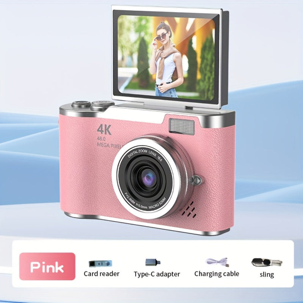 Cámara de Vlogging 4K con Diseño Compacto y Pantalla Giratoria para Grabación Fácil