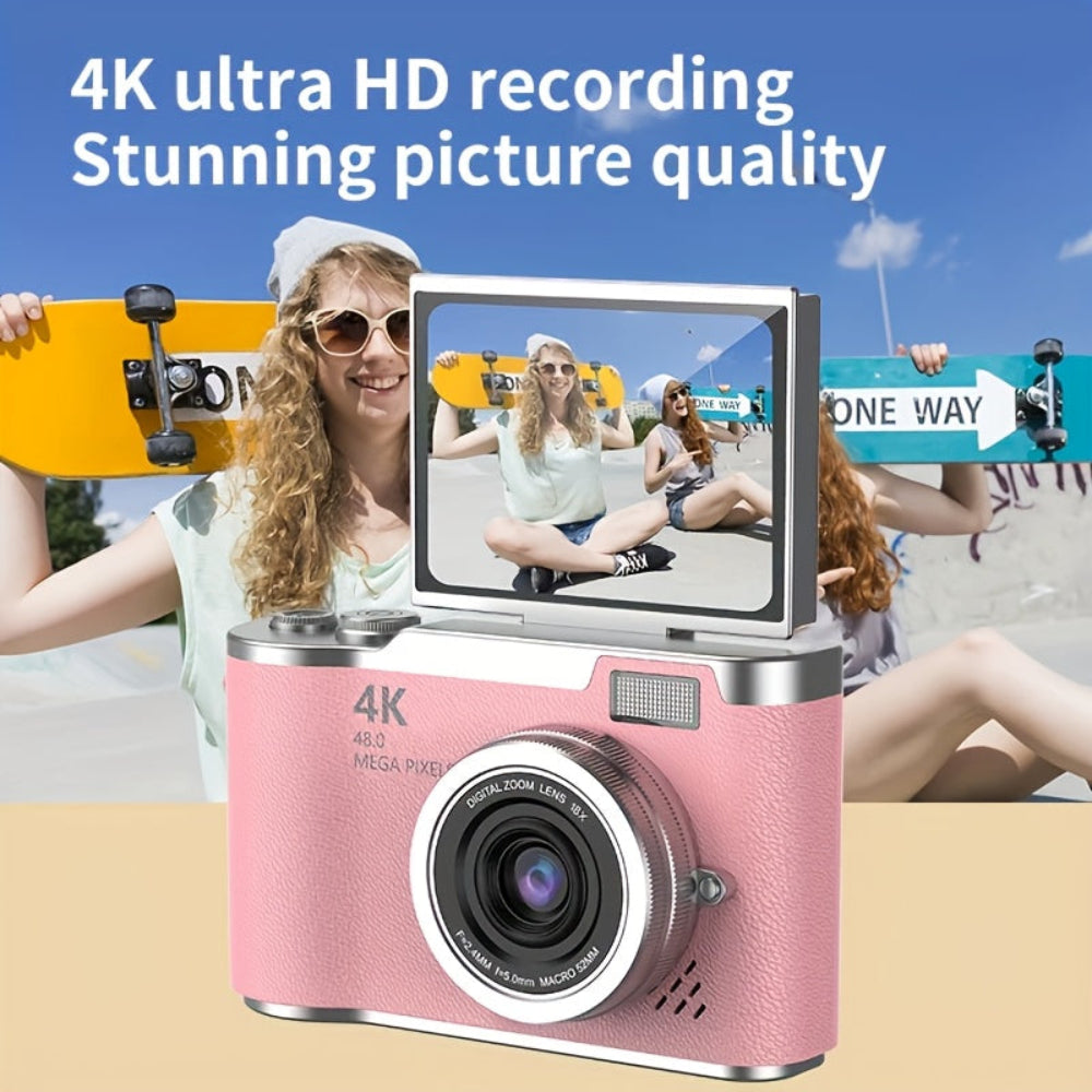 Cámara de Vlogging 4K con Diseño Compacto y Pantalla Giratoria para Grabación Fácil