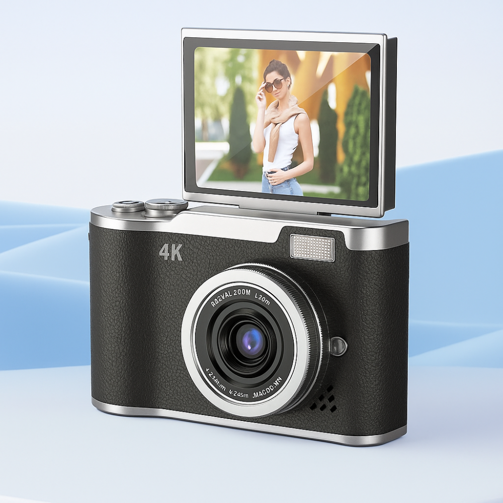 4K vlogovací kamera s otočným displejem, kompaktní digitální záznamník