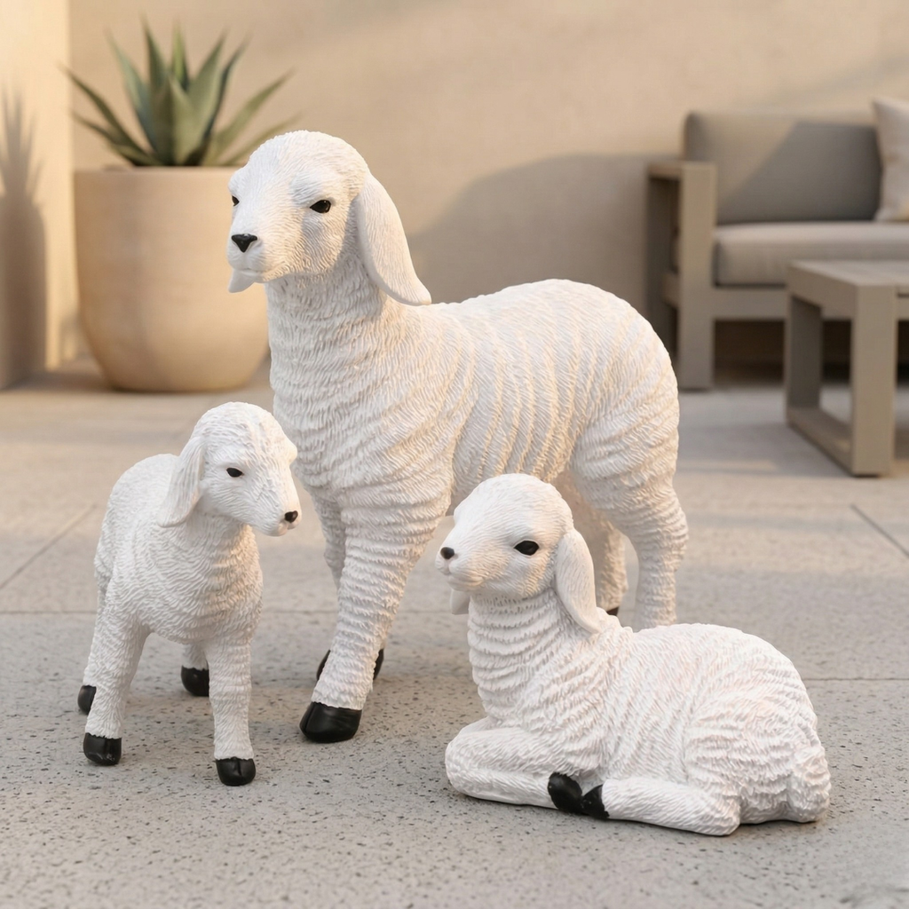 Verspielte Mini-Lamm-Gartenfigur für Blumentopfdekoration | Rosalyssa