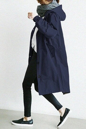 AuroraWeave Fashionable Trench Coat For Women Long Style Seasonal 2024