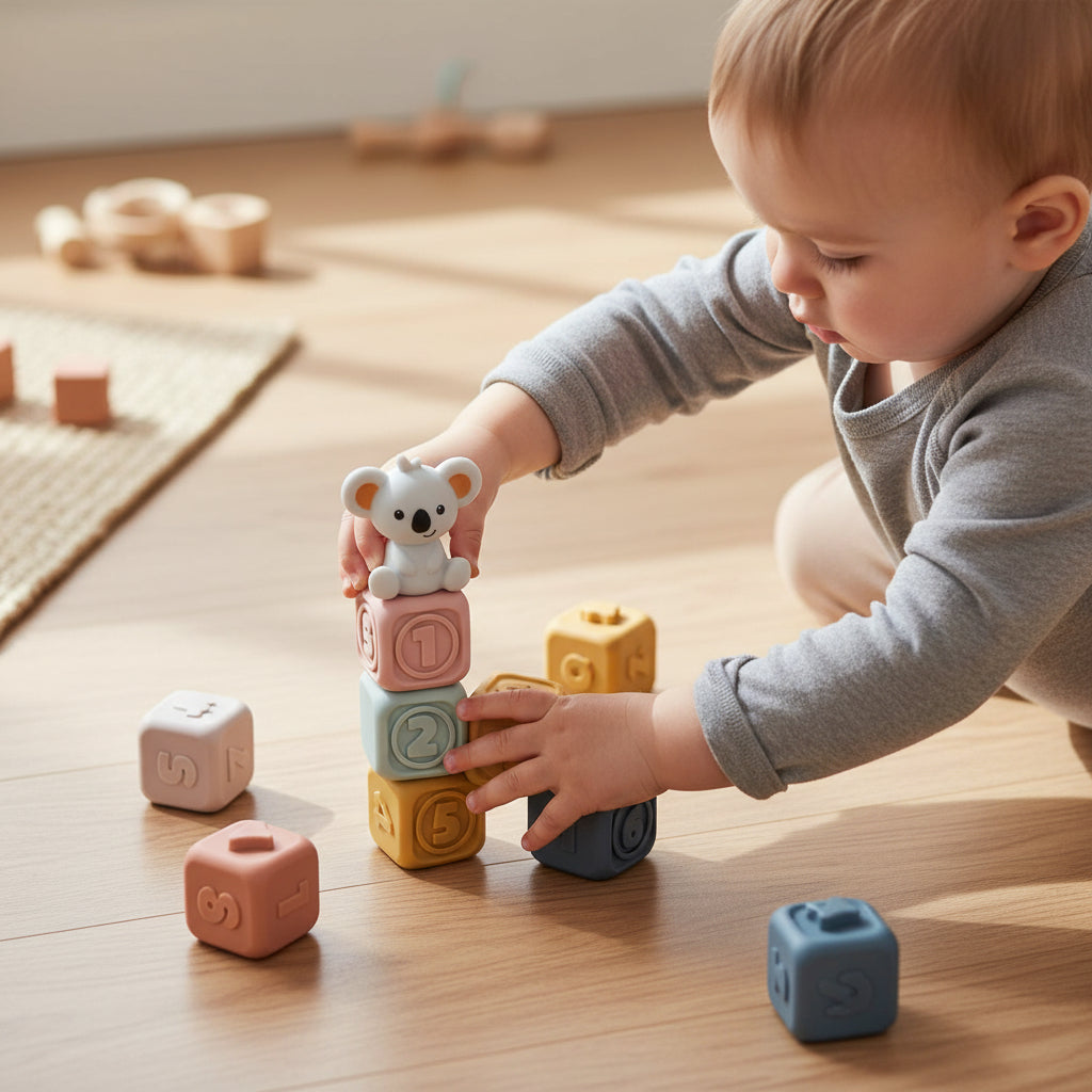 Soft Sensory Stacking Blocks With Teething Cubes For Babies