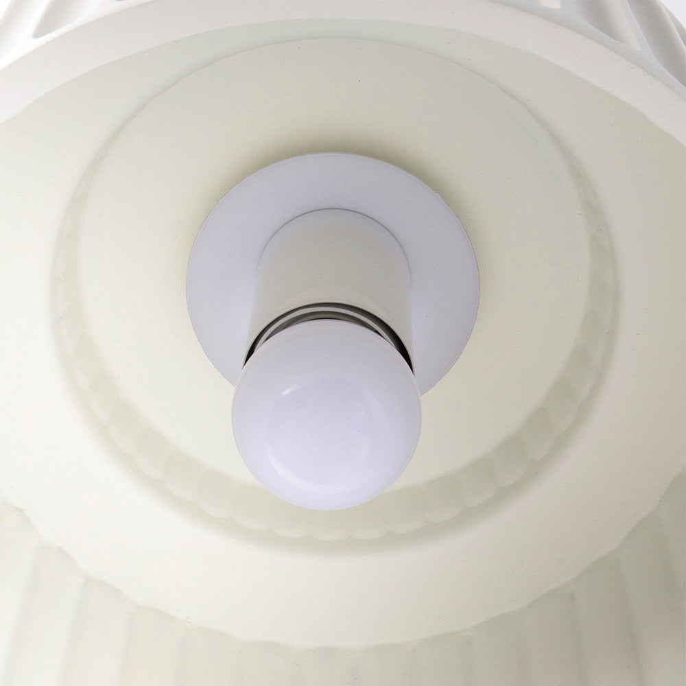 Lampada da soffitto in resina rigata E27 bianca design compatto retrò per soggiorno