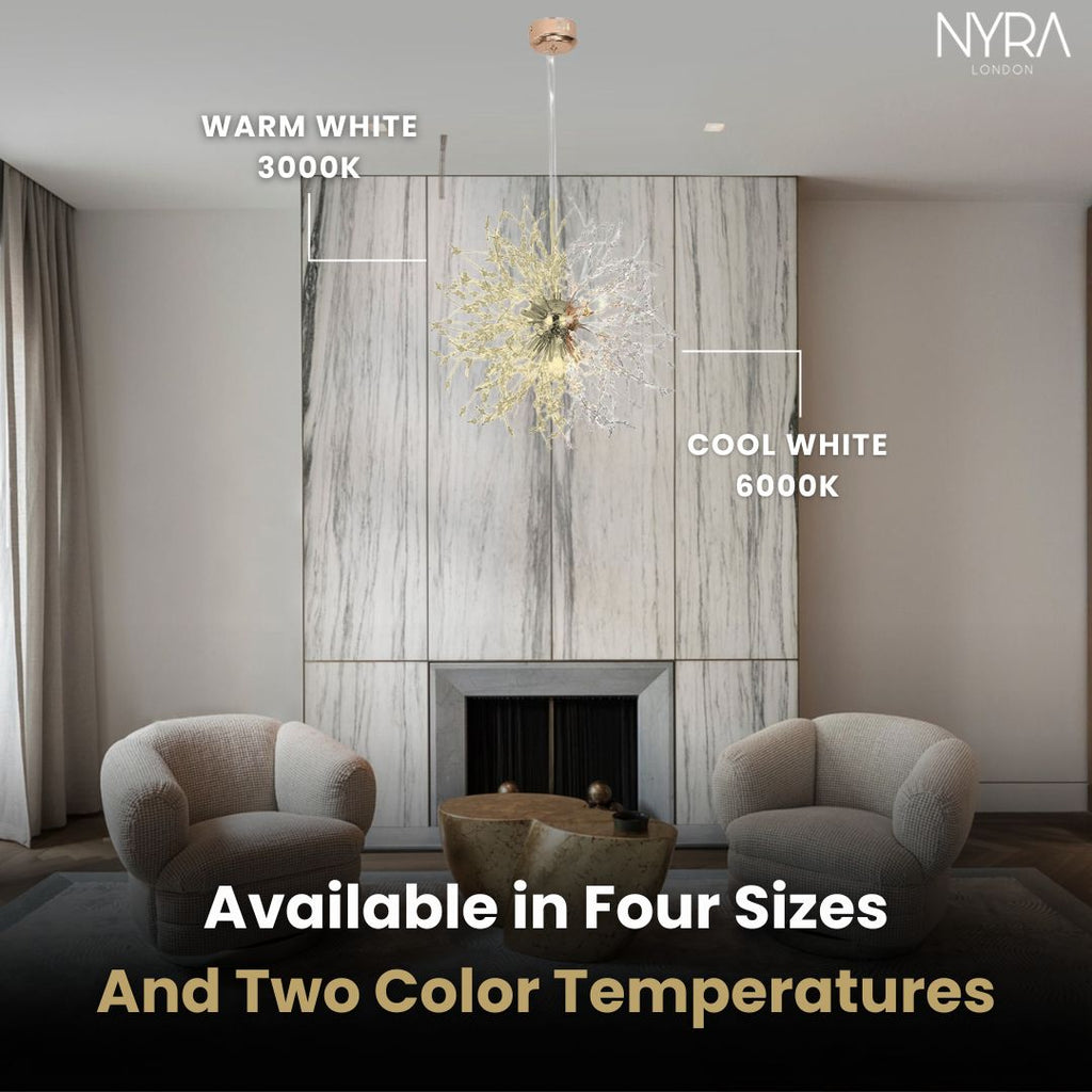 Dandelion Inspired Modern Pendant Light In Iron And Acrylic
