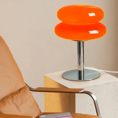 Aurelia Italienische Glas-Ei-Tischlampe mit Ambient-LED-Beleuchtung