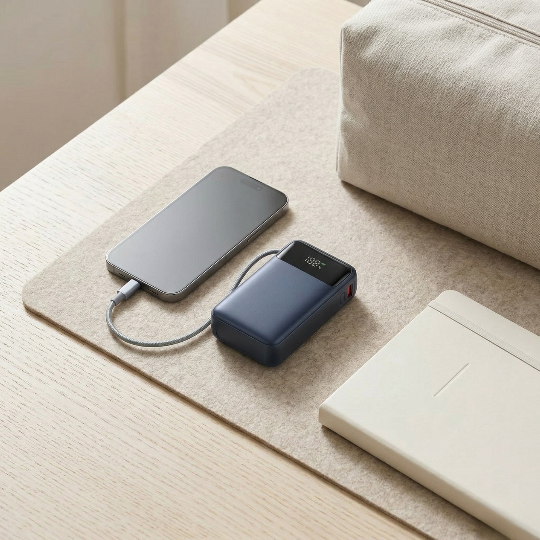 内蔵ケーブル付きポータブルパワーバンクで簡単に外出先で充電 | ロザリッサ