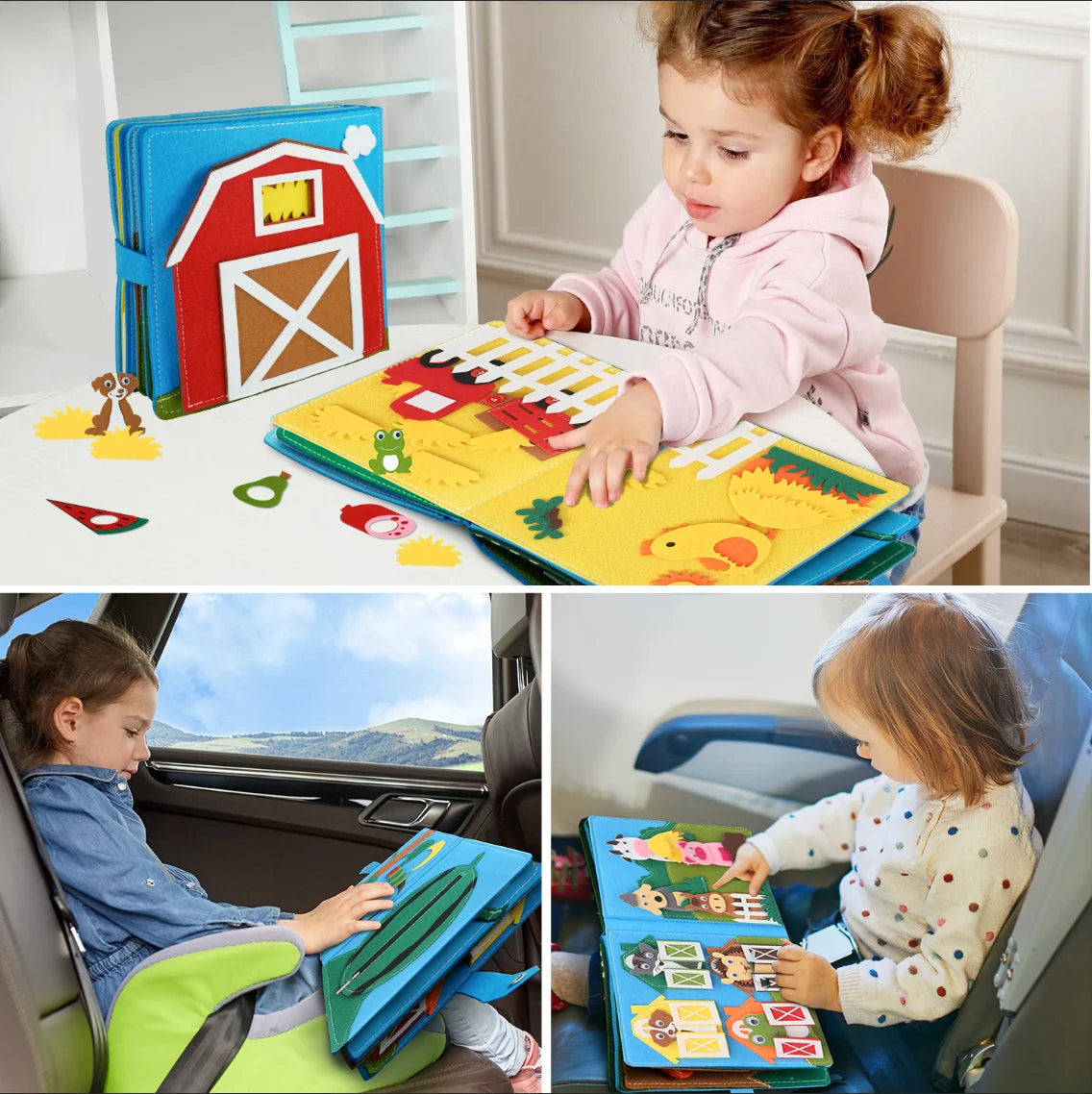 LumaNest Farm Life Felt Quiet Book For Babies With Fruit And Animals