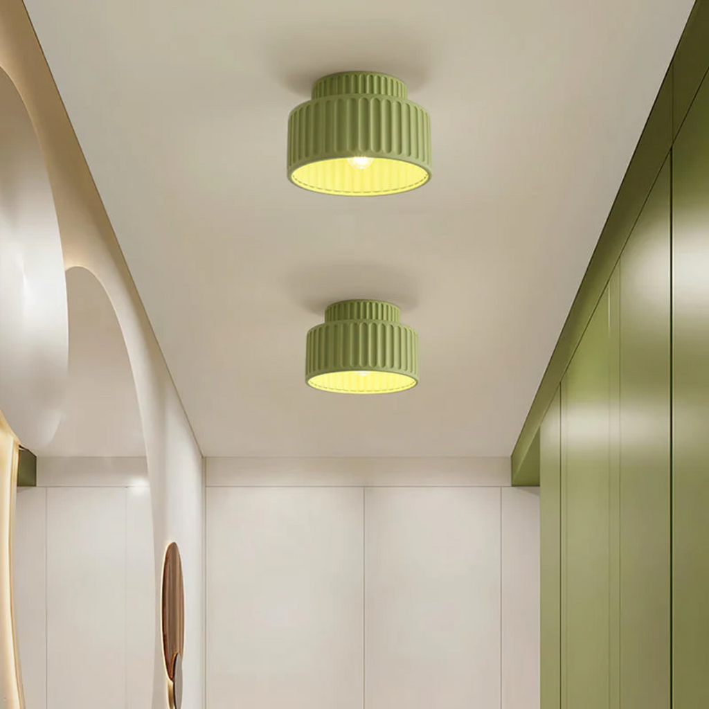 Vesper Ribbed Vintage Semi Flush Ceiling Light For Low Ceilings