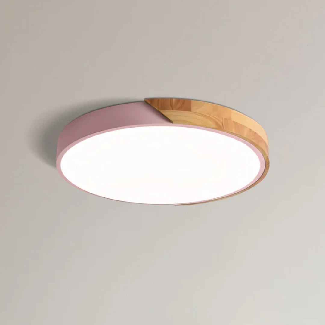 Wood Ceiling Light With Scandinavian Style And Warm LED Glow