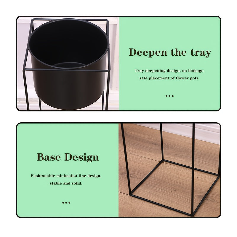 Black Metal Plant Stand For Indoor Use Rectangular Holder