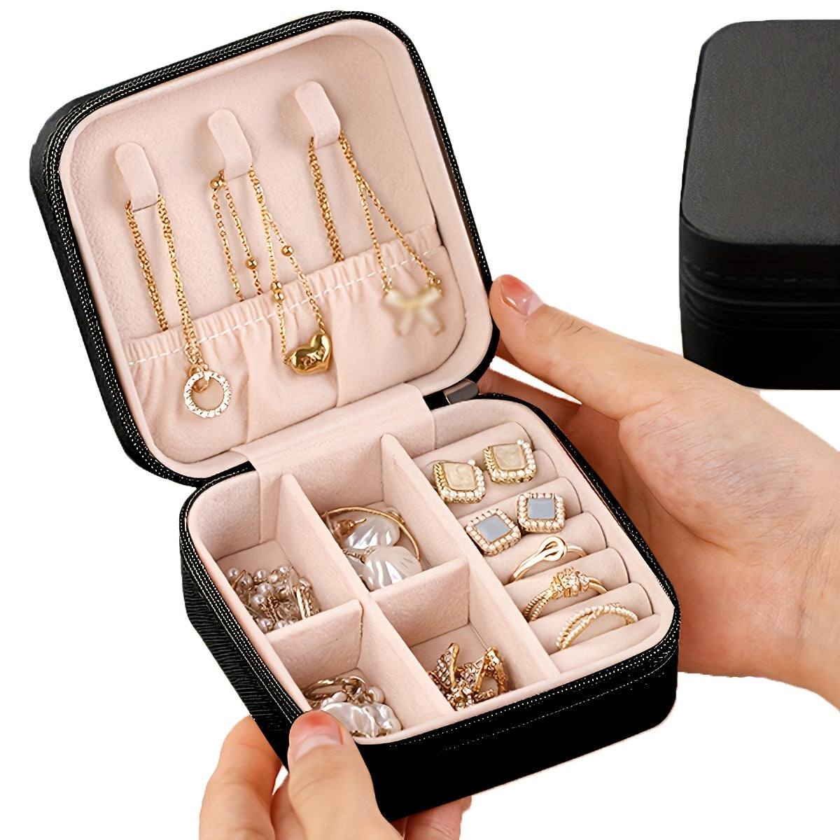 Travel Jewelry Box Organizer Case With Zipper For On The Go Storage
