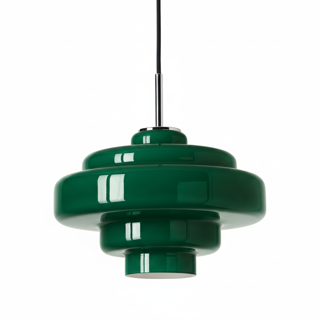 Farvet glaspendel i skålform, Bauhaus-stil | Rosalyssa