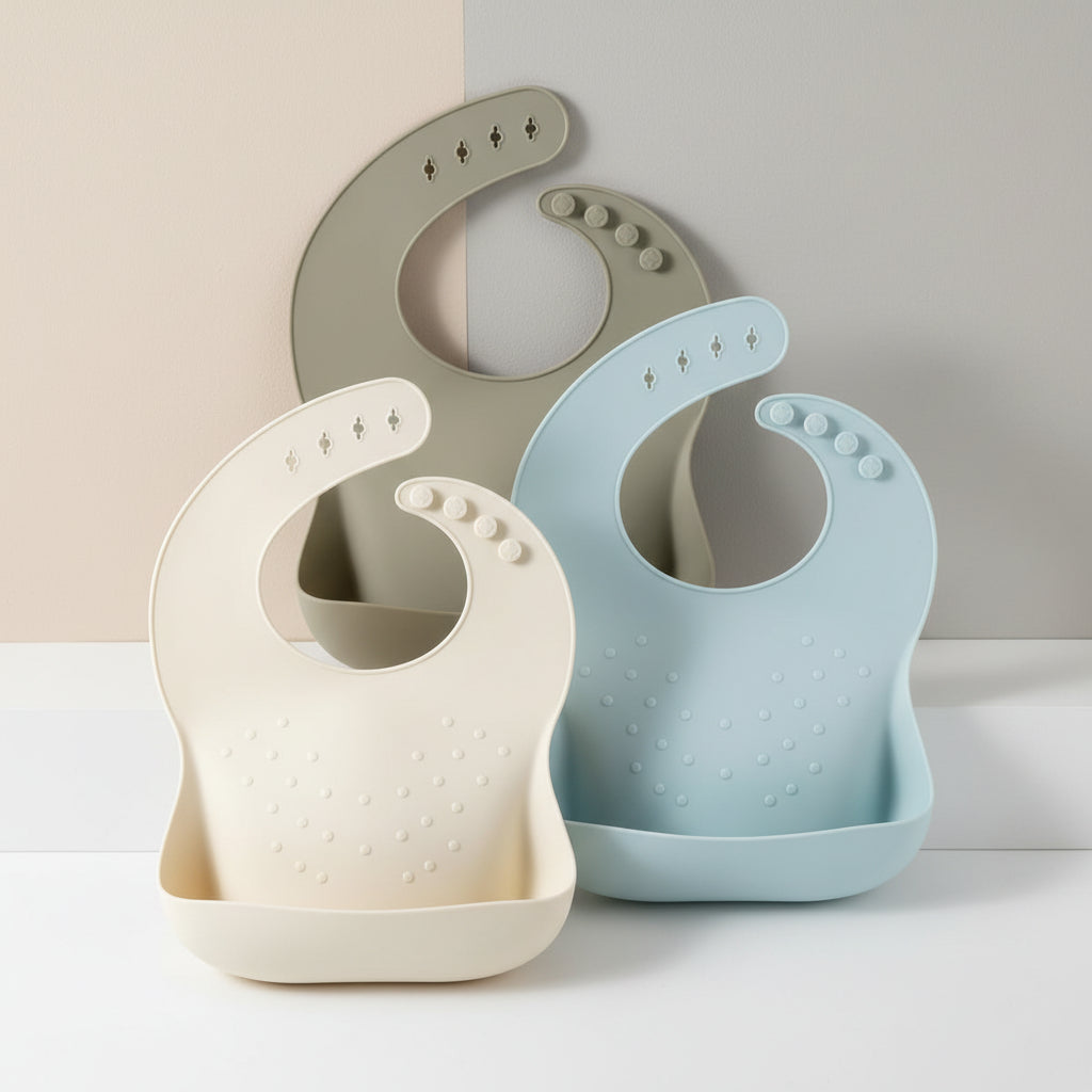 Bavoir bébé en silicone flexible avec col réglable et surface imperméable