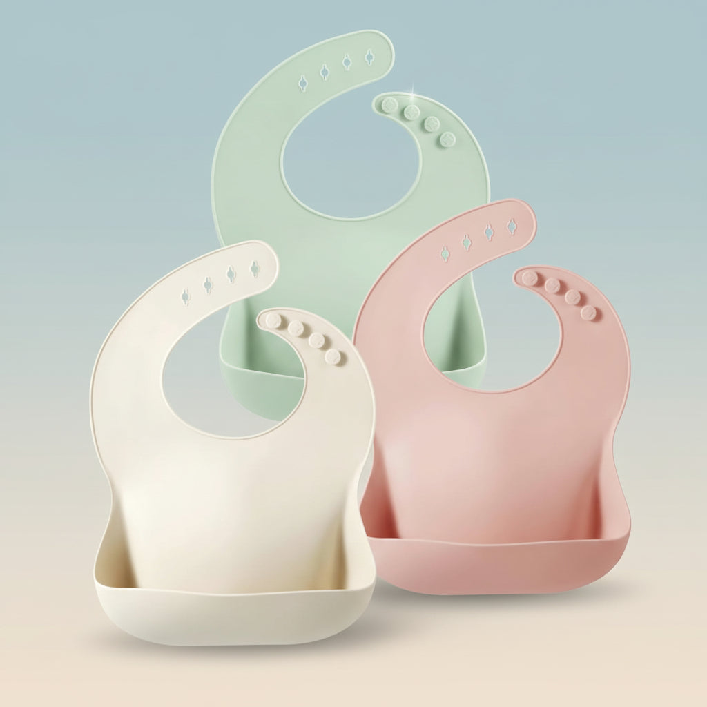Bavoir bébé en silicone flexible avec col réglable et surface imperméable