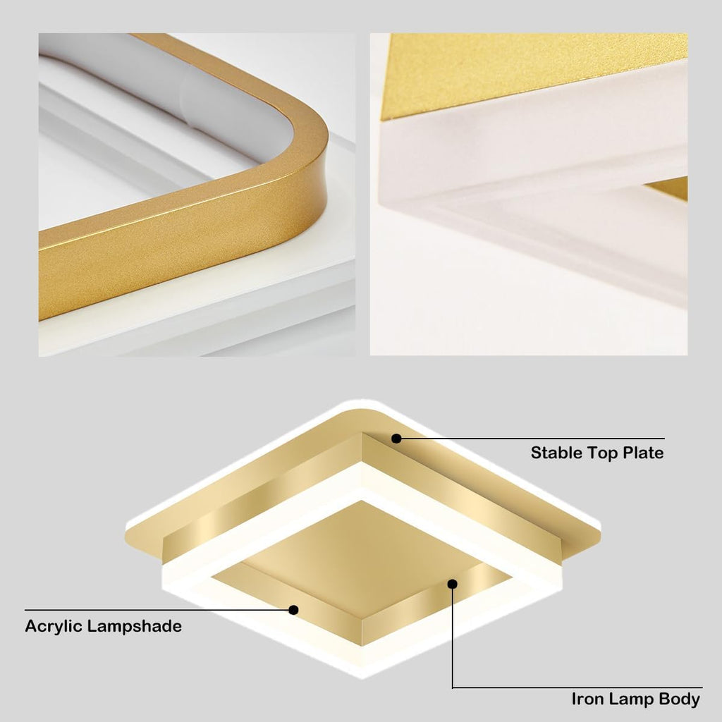 Square LED Ceiling Light With Modern Metal And Acrylic Flush Mount