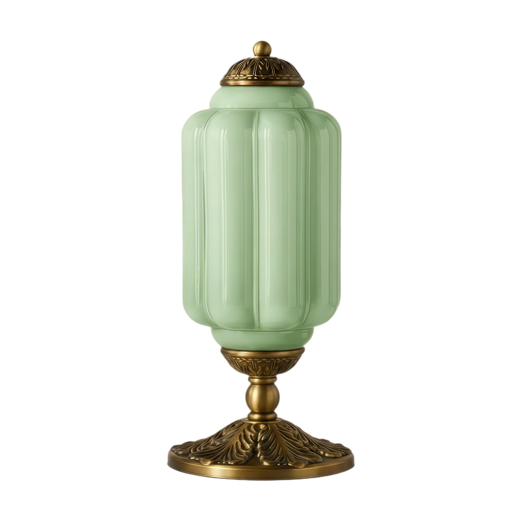 Vintage französische Retro-Tischlampe aus cremefarbenem Glas mit Struktur | Rosalyssa
