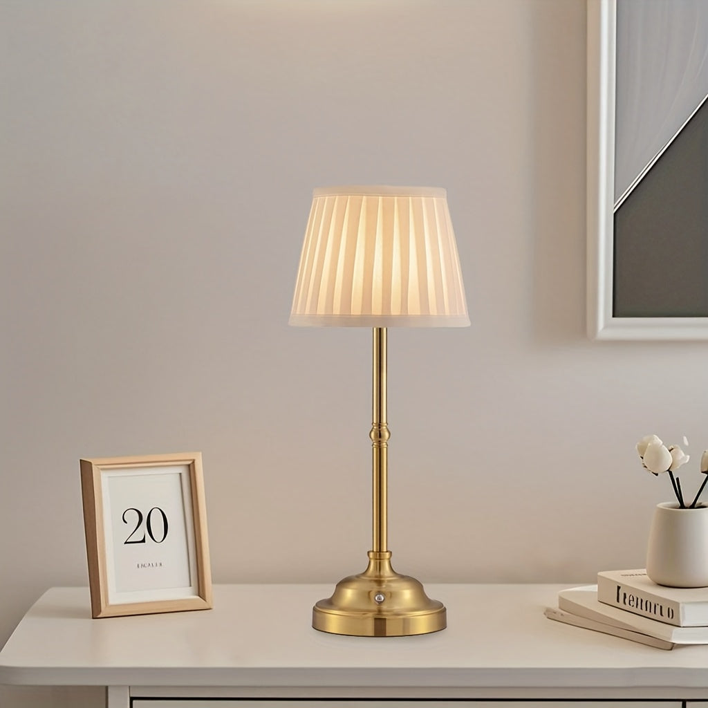 Kabellose Messing-LED-Tischlampe mit Touch-Dimmung und wiederaufladbarem Akku