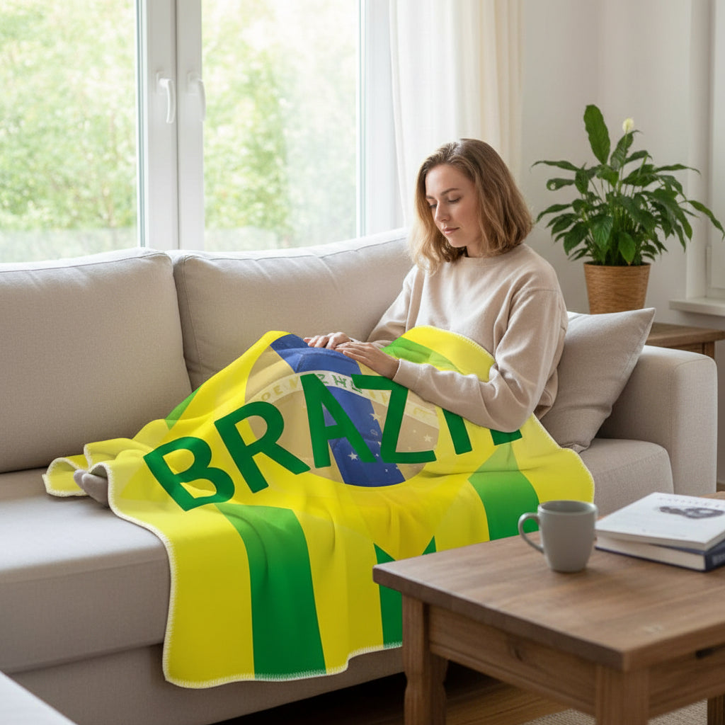 Brazil Flag Travel Towel Square Blanket For Games And Beach