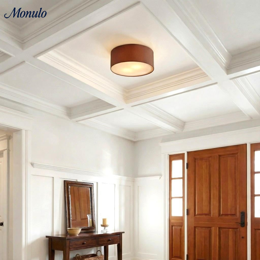 Linen Shade Drum Ceiling Light, Diameter 30/45 Cm, Scandinavian Modern Living Room Lamp